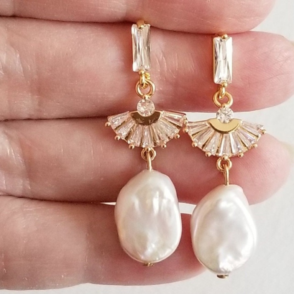 White pearl earrings